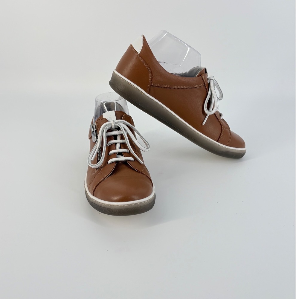 Dorking by Fluchos Womens Cognac Brown Leather Side Zip Sneakers Size 39 EU